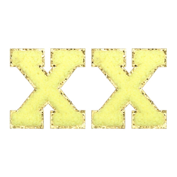 Uxcell Chenille Letter Patches 2.2" Self Adhesive Letter X Stick on Embroidered Patch for Clothing Repair (Yellow, Pack of 2)