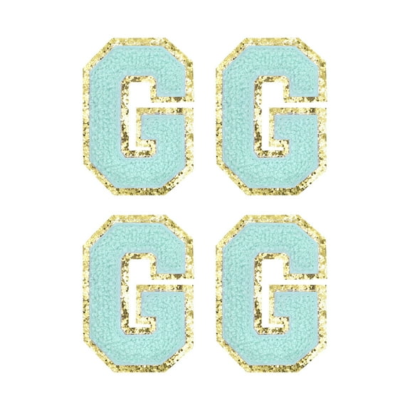 Uxcell Chenille Letter Patches Iron on Letter Patches Blue Alphabet G 3in Height for Clothing Pack of 4