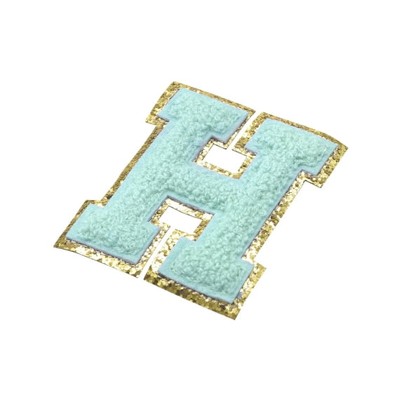 Uxcell Chenille Letter Patches Iron on Letter Patches Blue Alphabet H 3in Height for Clothing Pack of 4