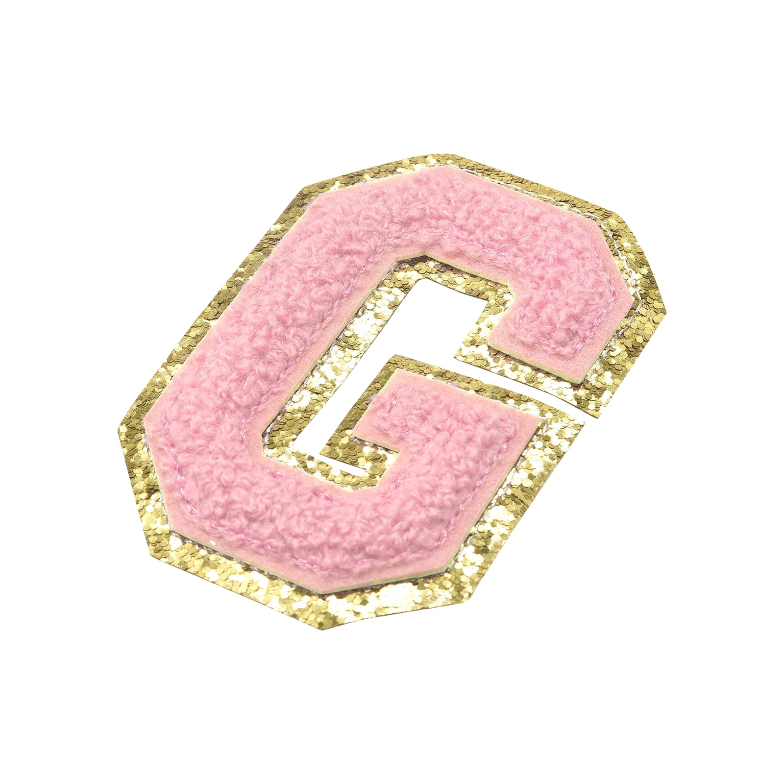  4Pcs Pink Chenille Letter, 2.2 Iron on Letters Patches,  Chenille Letter Patches for Clothing (C)