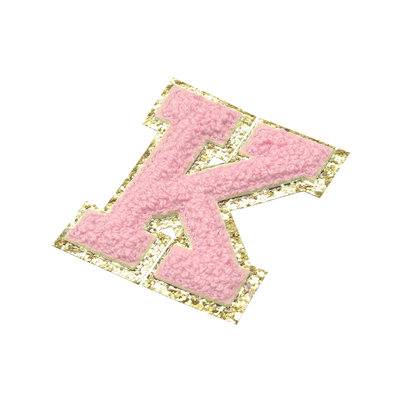 Uxcell Chenille Letter Patches Iron on Letter Patches Pink Alphabet K 3in  Height for Clothing Pack of 4 