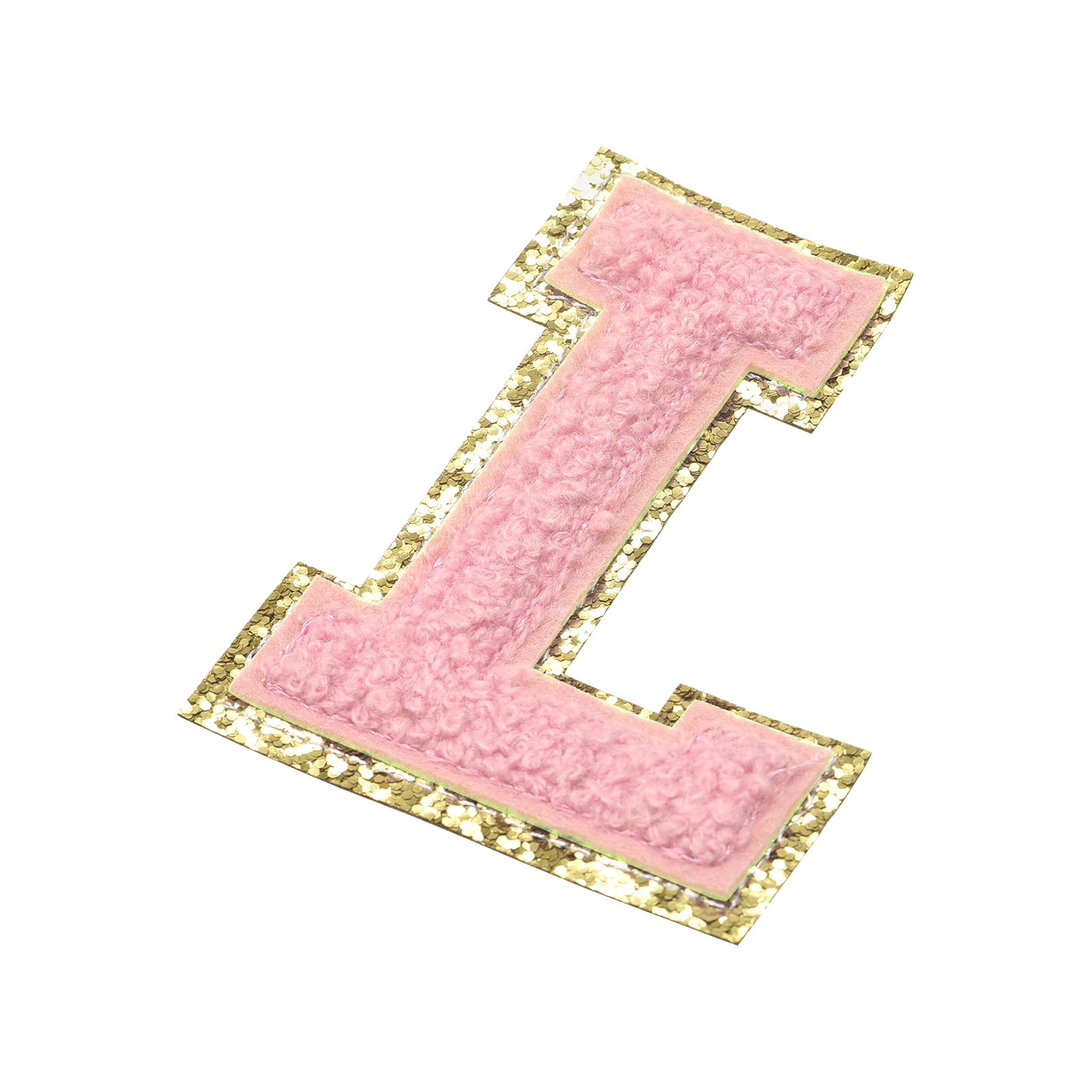 3” Chenille Sparkle Letter Patches — Pink