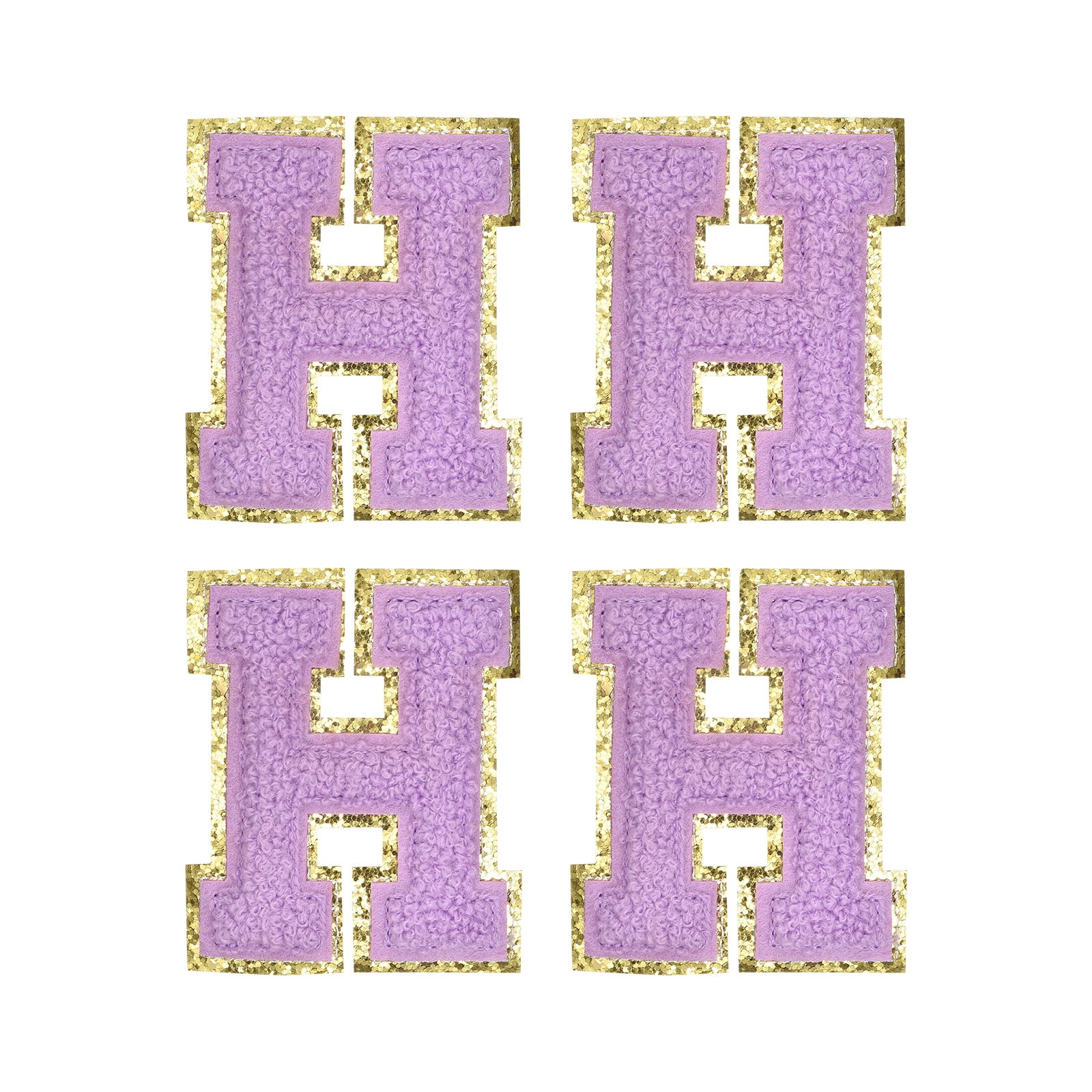 Uxcell Chenille Letter Patches Iron on Letter Patches Purple Alphabet H ...