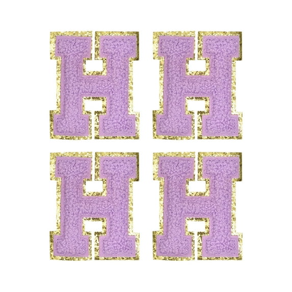 Uxcell Chenille Letter Patches Iron on Letter Patches Purple Alphabet H 3in Height for Clothing Pack of 4