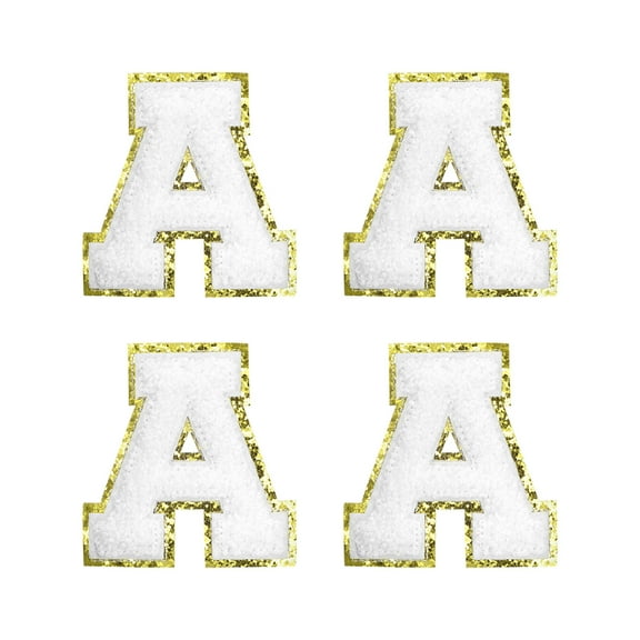 Uxcell Chenille Letter Patches Iron on Letter Patches White Alphabet A 3in Height for Clothing Pack of 4