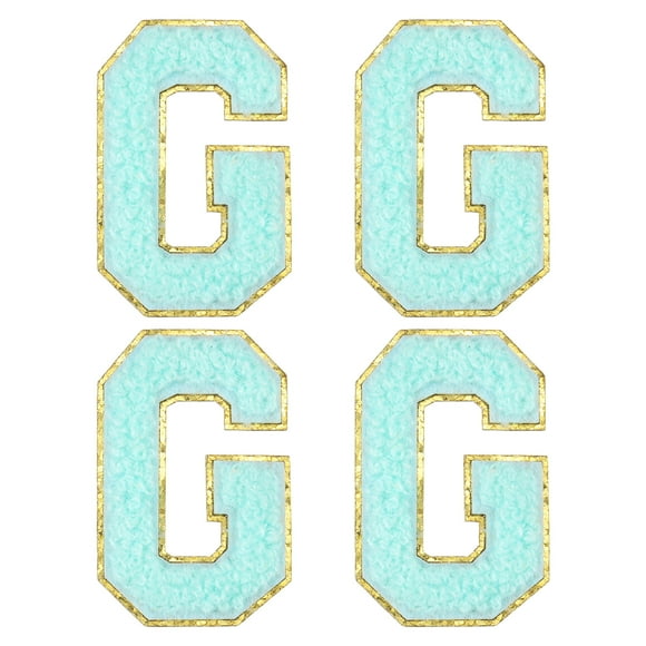 Uxcell Chenille Letter Patches Self Adhesive Alphabet G Stick on Embroidered Patch(Blue, Pack of 4)