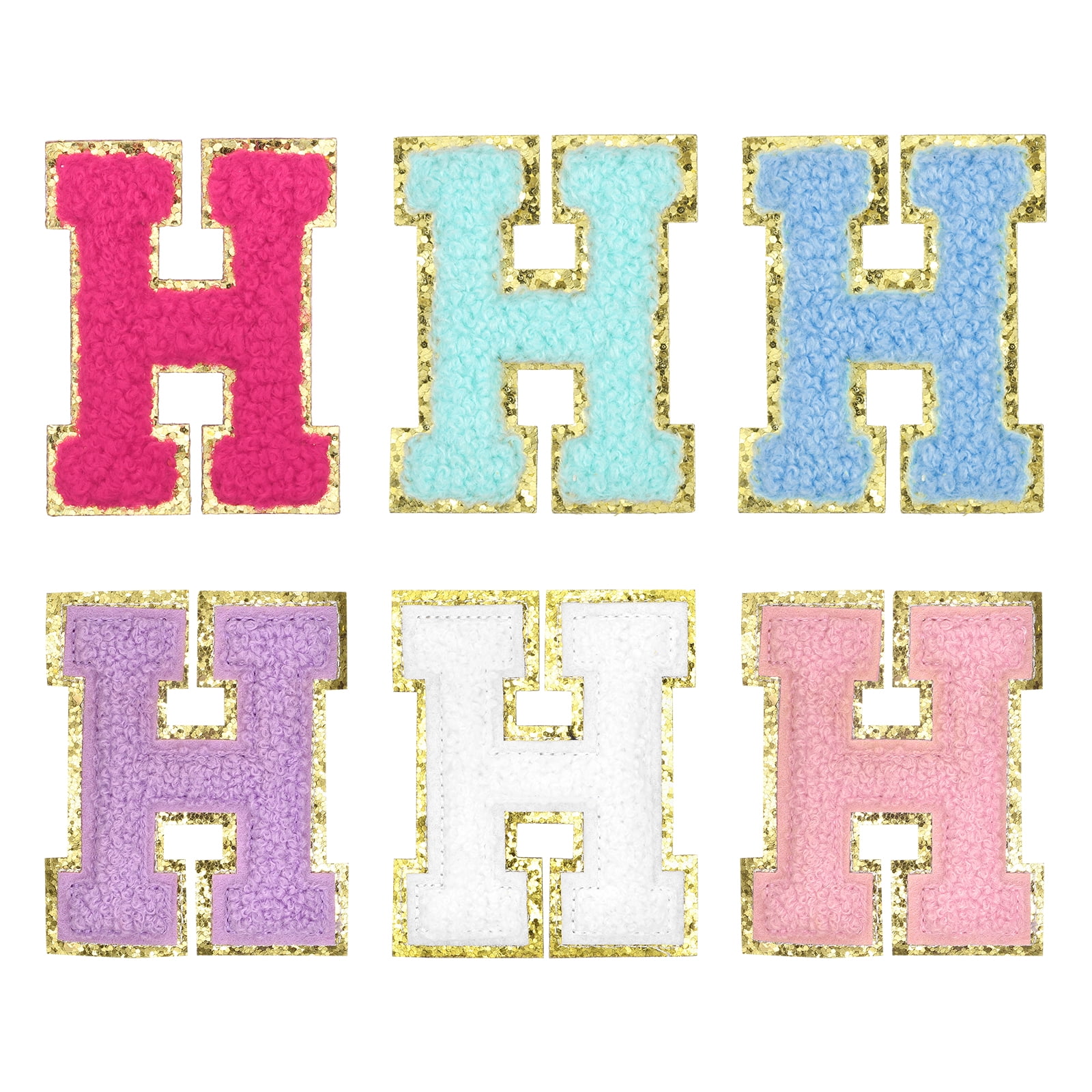 Uxcell Chenille Letter Patches Self Adhesive Alphabet H Stick on ...