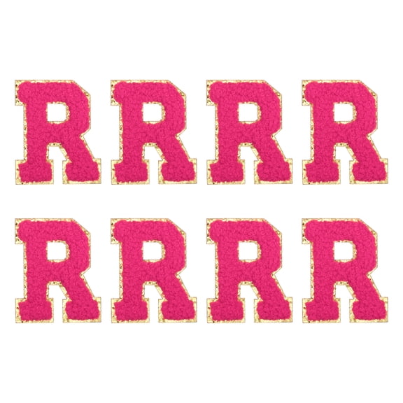 Uxcell Chenille Letter R Embroidered Patches 2.2" Self Adhesive Letter Stickers for Clothing(Rose Red, Pack of 8)