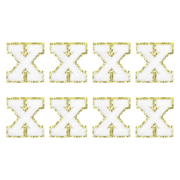 Uxcell Chenille Letter X Embroidered Patches 2.2" Self Adhesive Letter Stickers for Clothing(White, Pack of 8)