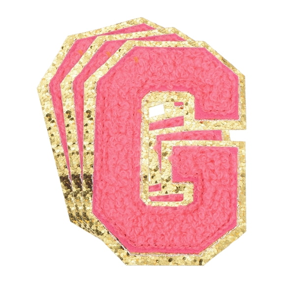 Uxcell Chenille Letter x Patches Large Size 3.15"x2.17" 3PCS(Hot Pink) Shape G