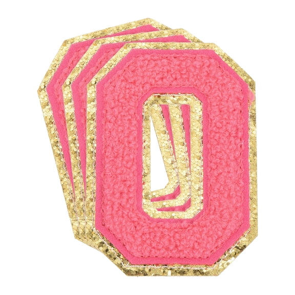 Uxcell Chenille Letter x Patches Large Size 3.15"x2.17" 3PCS(Hot Pink) Shape O