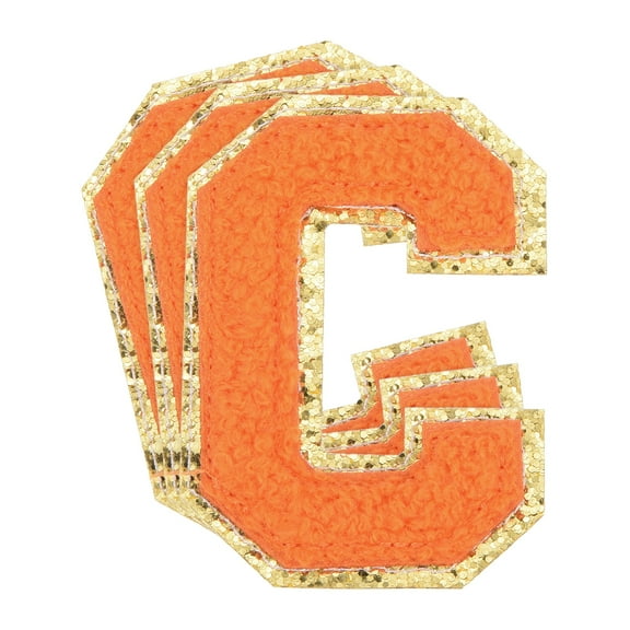 Uxcell Chenille Letter x Patches Large Size 3.15"x2.17" 3PCS(Orange) Shape C