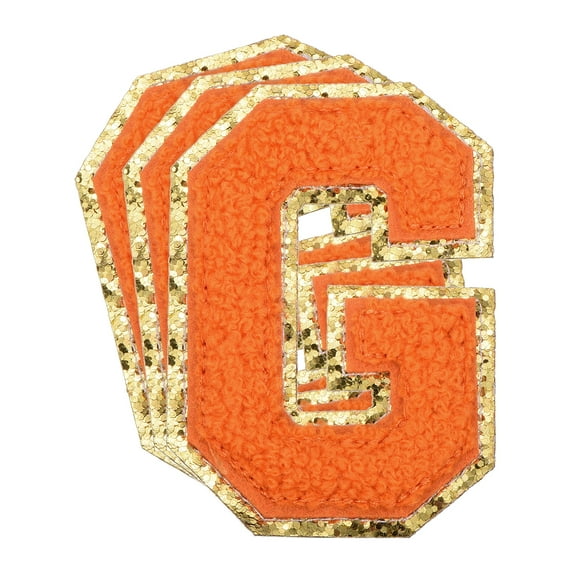 Uxcell Chenille Letter x Patches Large Size 3.15"x2.17" 3PCS(Orange) Shape G