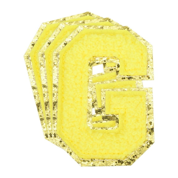 Uxcell Chenille Letter x Patches Large Size 3.15"x2.17" 3PCS(Yellow) Shape G