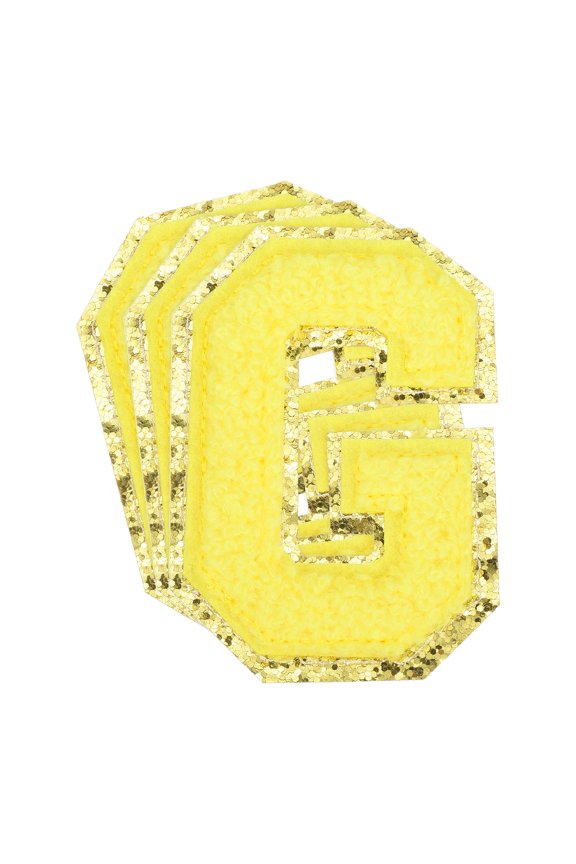 Chenille Letter x Patches Large Size 3.15"x2.17" 3PCS(Yellow) Shape G