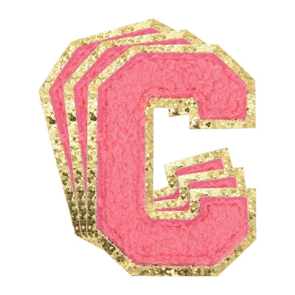 Uxcell Chenille Letter x Patches Large Size 3.15"x2.24" 3PCS(Hot Pink) Shape C