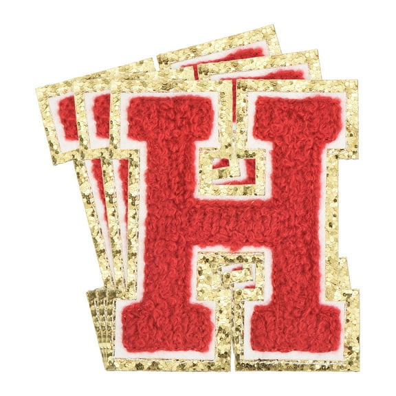 Uxcell Chenille Letter x Patches Large Size 3.15"x2.76" 3PCS(Red) Shape H