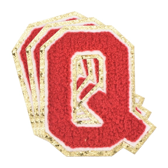 Uxcell Chenille Letter x Patches Large Size 3.15"x2.76" 3PCS(Red) Shape Q