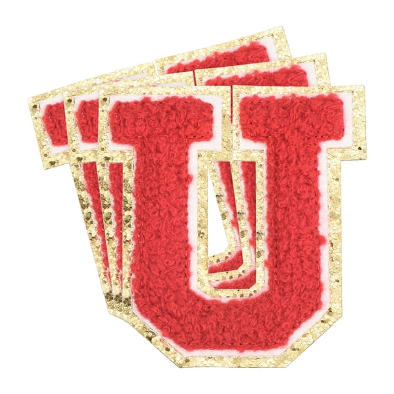Uxcell Chenille Letter x Patches Large Size 3.15"x2.83" 3PCS(Red) Shape U