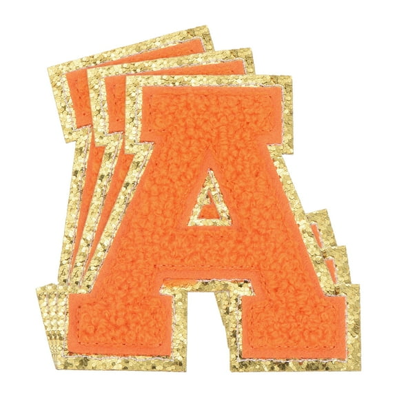 Uxcell Chenille Letter x Patches Large Size 3.15"x3.07" 3PCS(Orange) Shape A