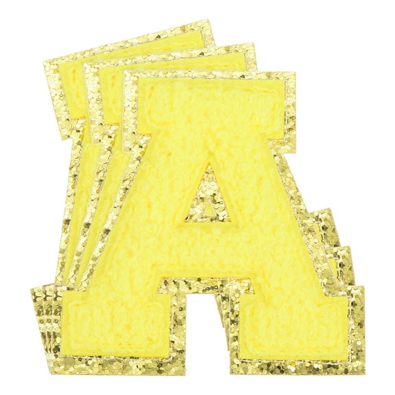 Uxcell Chenille Letter x Patches Large Size 3.15"x3.15" 3PCS(Yellow) Shape A