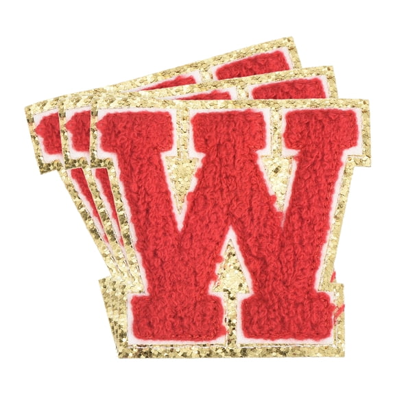 Uxcell Chenille Letter x Patches Large Size 3.15"x3.35" 3PCS(Red) Shape W