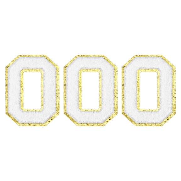 Uxcell Chenille Number Patches 4.4" Self Adhesive Number 0 Iron on Patch (White, Pack of 3)