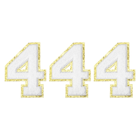 Uxcell Chenille Number Patches 4.4" Self Adhesive Number 4 Iron on Patch (White, Pack of 3)