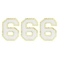 thumbnail image 1 of Uxcell Chenille Number Patches 4.4" Self Adhesive Number 6 Iron on Patch (White, Pack of 3), 1 of 6