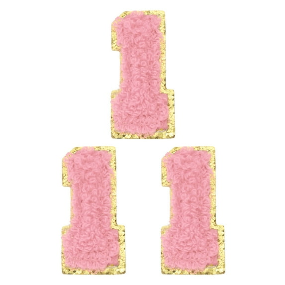 Uxcell Chenille Number Patches Self-Adhesive Number Patch Appliques Stickers for DIY Clothing Jacket Jersey Hat Number 1