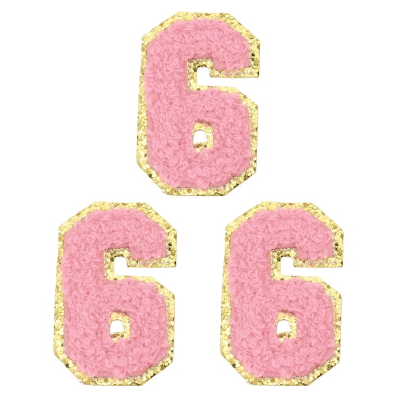 Uxcell Chenille Number Patches Self-Adhesive Number Patch Appliques Stickers for DIY Clothing Jacket Jersey Hat Number 6