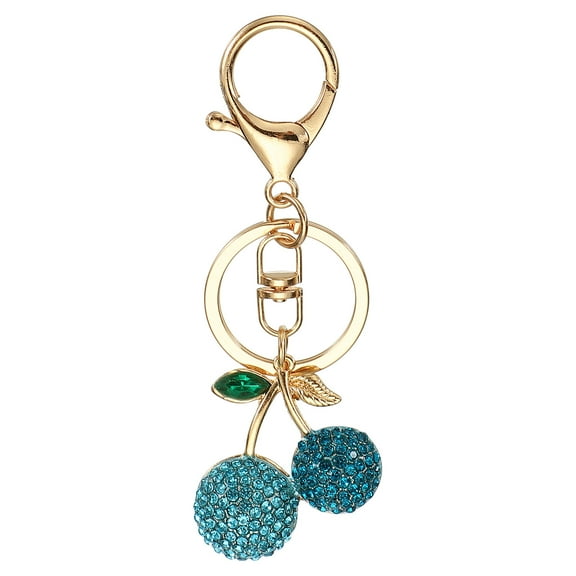 Uxcell Cherry Charm, Enameled Keychain Cute Cherry Pendant Keyring Purse Bag Accessories Car Ring Pendant Lake Blue