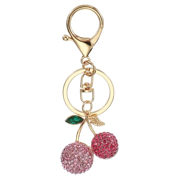 Uxcell Cherry Charm, Enameled Keychain Cute Cherry Pendant Keyring Purse Bag Accessories Car Ring Pendant Pink