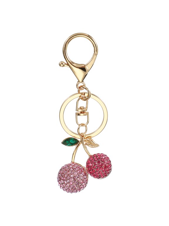 Cherry Charm, Enameled Keychain Cute Cherry Pendant Keyring Purse Bag Accessories Car Ring Pendant Pink