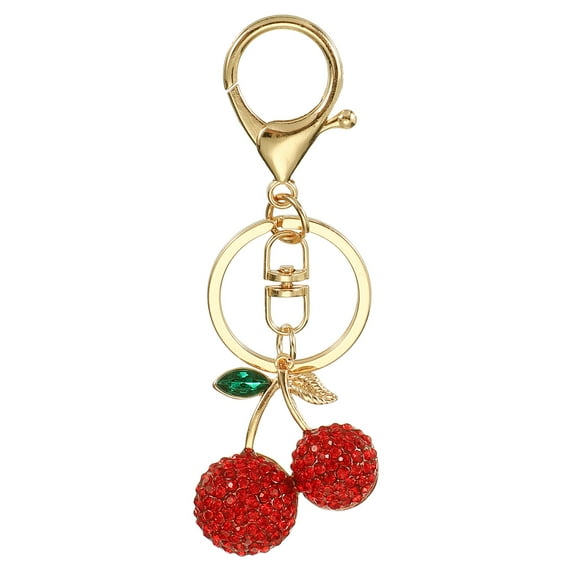 Uxcell Cherry Charm, Enameled Keychain Cute Cherry Pendant Keyring Purse Bag Accessories Car Ring Pendant Red