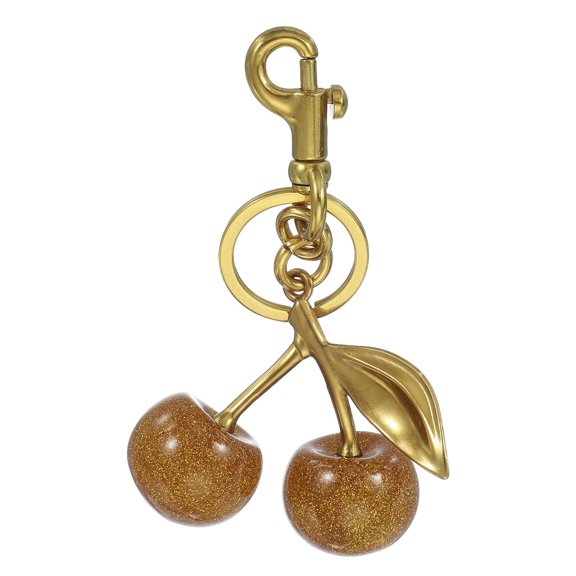 Uxcell Cherry Keychain for Women Bag Purse Charm Cute Cherry Accessories with Key Ring and Clip Bright Pink-Gold