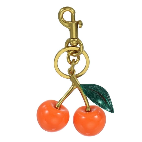 Uxcell Cherry Keychain for Women Bag Purse Charm Cute Cherry Accessories with Key Ring and Clip Orange-Gold