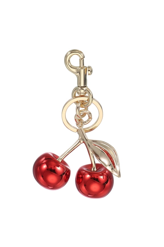 Cherry Keychain for Women Bag Purse Charm Cute Cherry Accessories with Key Ring and Clip Purple Red-Light Gold