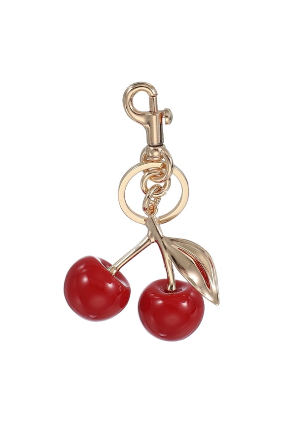 Cherry Keychain for Women Bag Purse Charm Cute Cherry Accessories with Key Ring and Clip Red-Light Gold