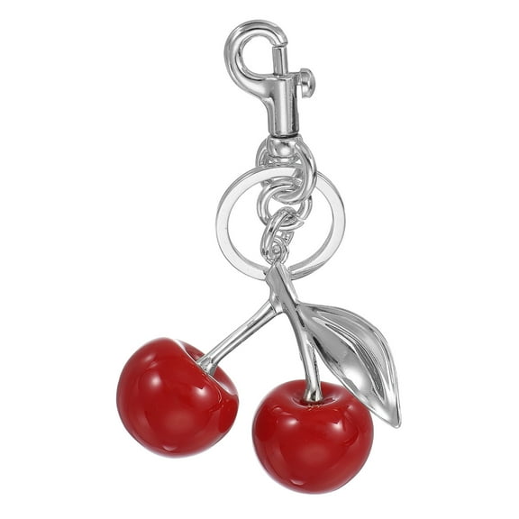Uxcell Cherry Keychain for Women Bag Purse Charm Cute Cherry Accessories with Key Ring and Clip Red-Silver