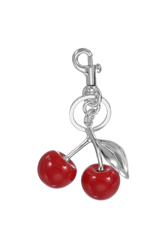 Cherry Keychain for Women Bag Purse Charm Cute Cherry Accessories with Key Ring and Clip Red-Silver