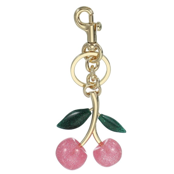 Uxcell Cherry Keychain for Women Bag Purse Charm Cute Cherry Accessories with Key Rings and Clip for Handbag Keys Pink-Green-Light Gold