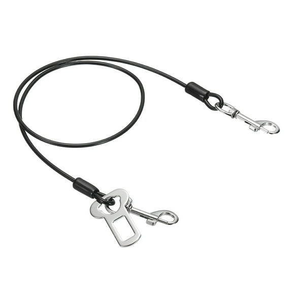 Uxcell Chew Proof Dog Leash, 31 in Dog Seat Belt Harness with Double Clips Leash Extender Steel Braided Vehicle Tether, (Black, 1 Pcs), Intended for Pet Car Safety/Walking/Training