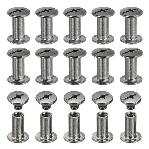 Uxcell Chicago Screws, 60set M5 x 12mm Carbon Steel Phillips Head Screw Rivets Binding Screws Post Nail Rivet for Leather Belt Bag Backpack Craft Bookbinding, Black