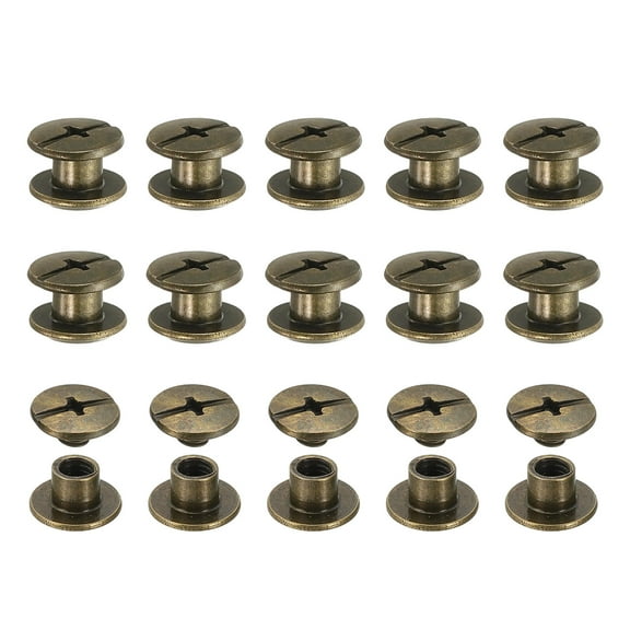 Uxcell Chicago Screws, 60set M5 x 4mm Carbon Steel Phillips Head Screw Rivets Binding Screws Post Nail Rivet for Leather Belt Bag Backpack Craft Bookbinding, Bronze Tone