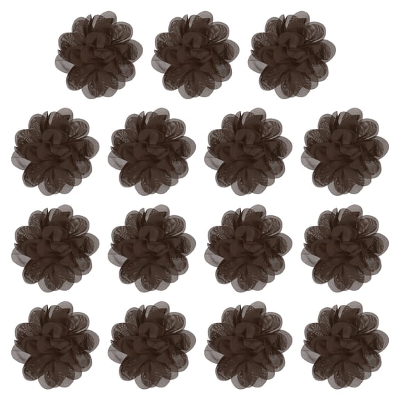Uxcell Chiffon Flowers, Sewing Fabric Appliques for DIY Crafts Headbands Hair Accessories 4 Inch & 15 Pack & Brown