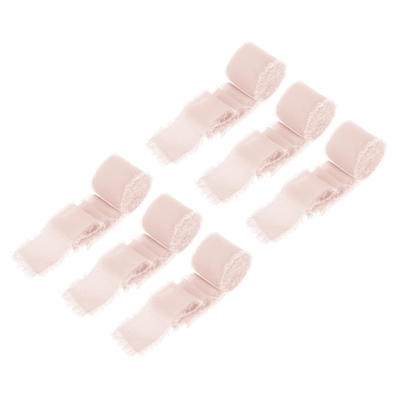 Uxcell Chiffon Ribbon, 1.5"x7 Yard Silk Ribbon Champagne Tulle Satin Fabric Ribbon for Gift Wrapping,6pcs