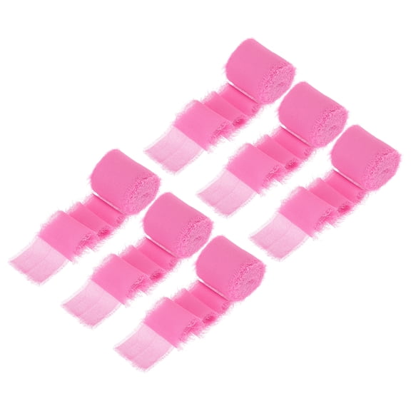 Uxcell Chiffon Ribbon, 1.5"x7 Yard Silk Ribbon Dusty Pink Tulle Satin Fabric Ribbon for Gift Wrapping,6pcs