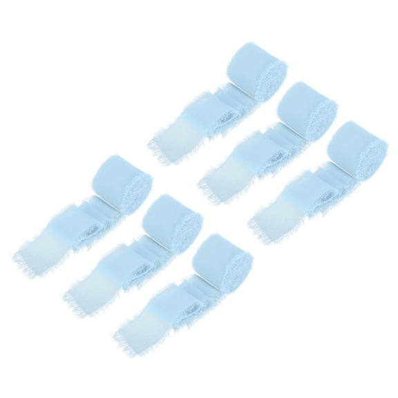 Uxcell Chiffon Ribbon, 1.5"x7 Yard Silk Ribbon Sky Blue Tulle Satin Fabric Ribbon for Gift Wrapping,6pcs