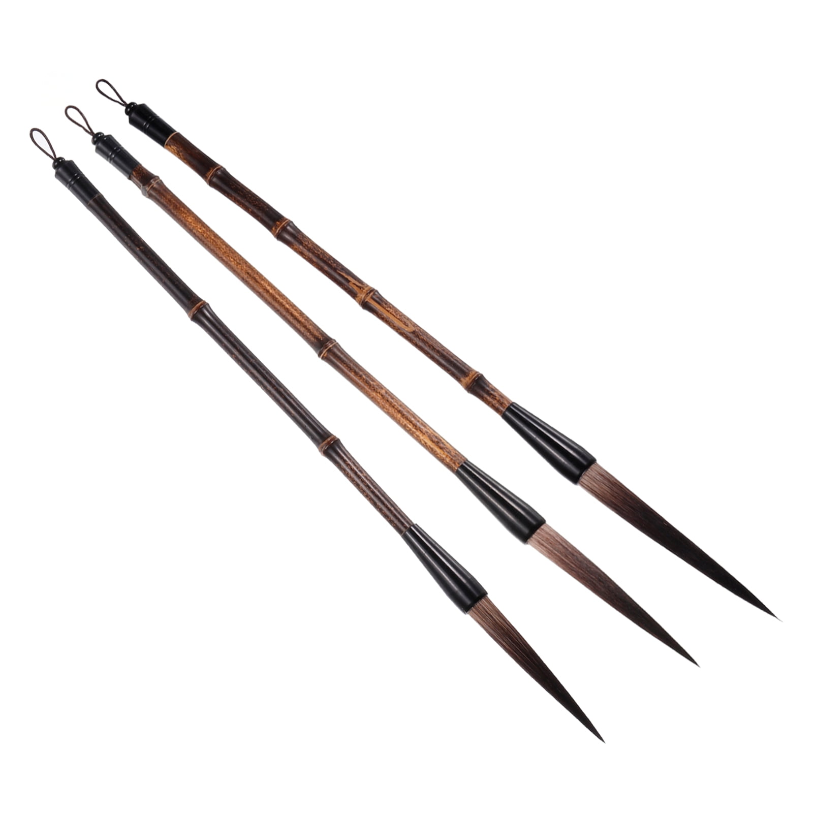 Uxcell Chinese Calligraphy Brushes Watercolor Ink Painting Writing Drawing Bamboo Handles 3 Size Gray 3 Pack